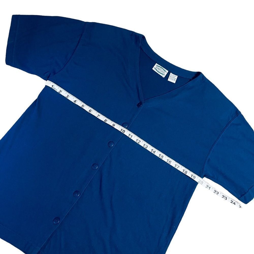 Blue button down V neck shirt - image 5